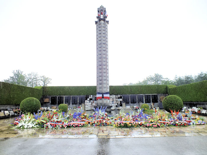 The main memorial after the end of the 68th anniversary ceremony at Oradour