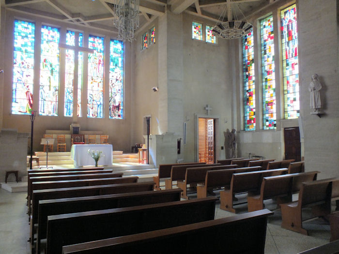 The interior of the church in Oradour new town in 2014