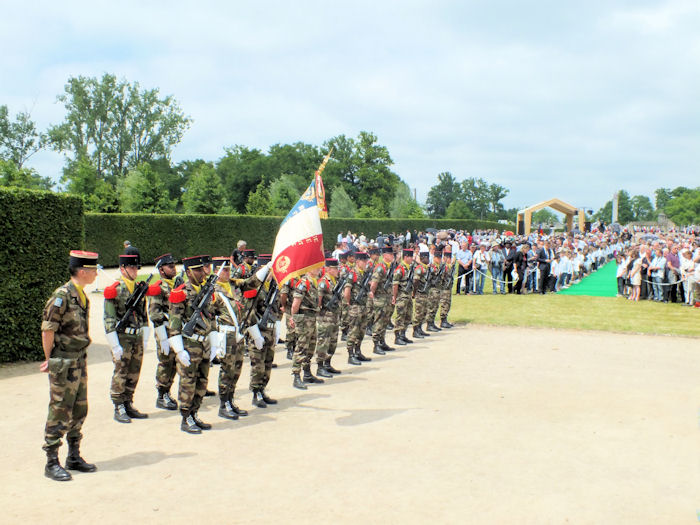 The colour party and guard of honour at Oradour-sur-Glane