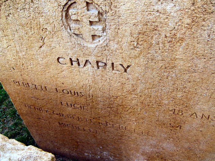 Memorial to the Perette Henry family at Charly-Oradour