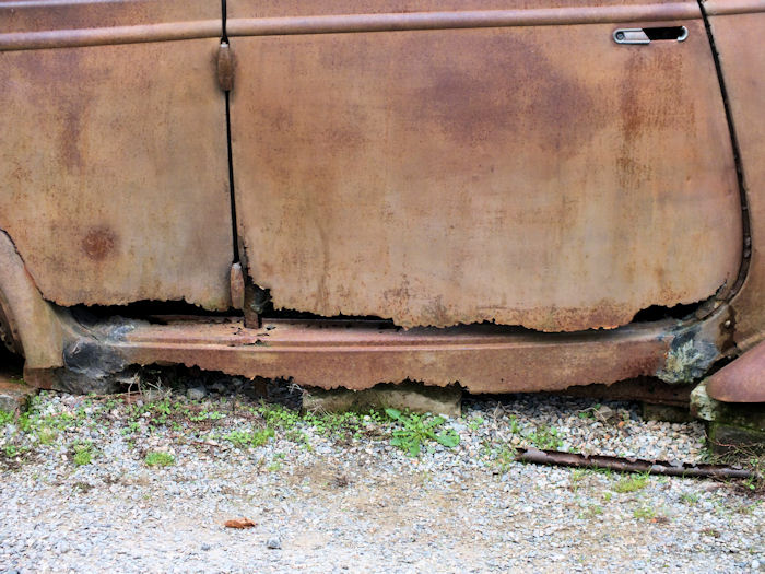 The car of Doctor Desourteaux showing restoration work to the sill