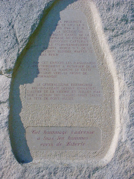 Close-up of memorial inscription to the kidnapping of Kämpfe on the N141
