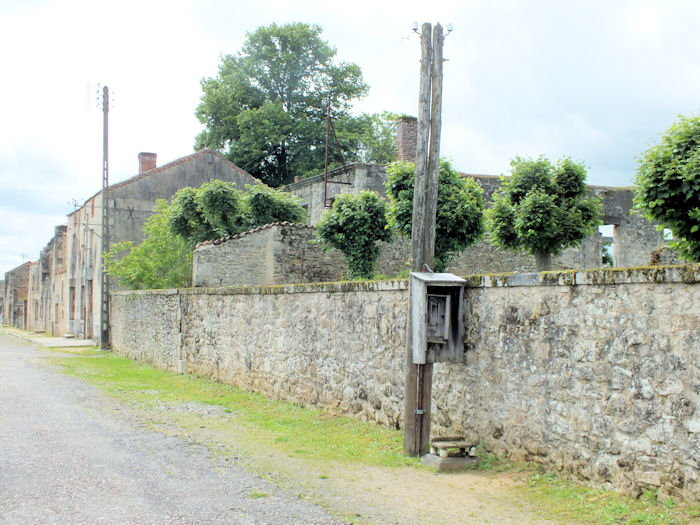 Telephone in Oradour-sur-Glane ruins dating from 1945