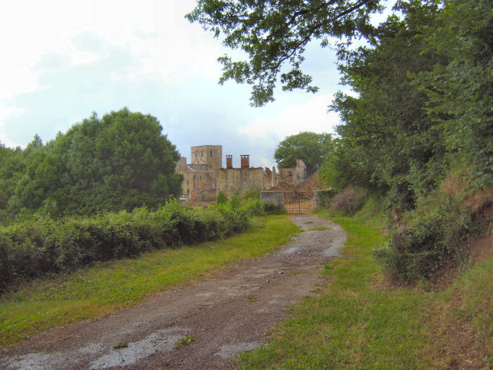 View into Oradour from the road to the Masset Farm