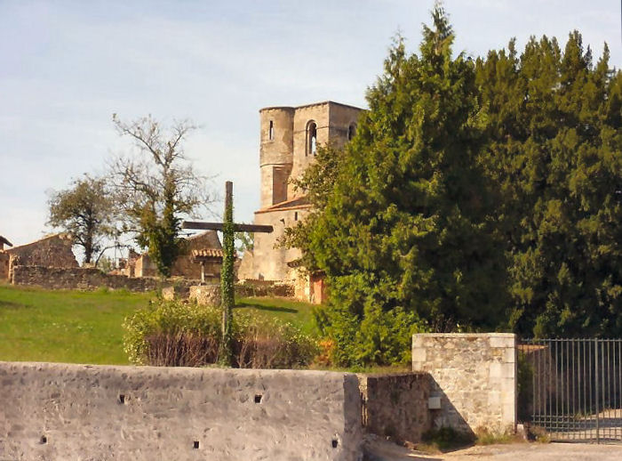 Old southern town entrance and church