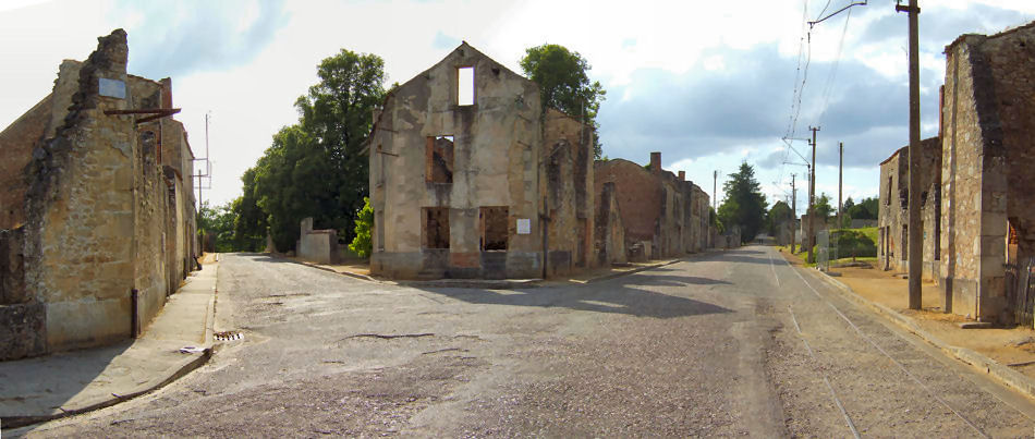 Panorama looking north up the Rue Emile Desourteaux from the road to St Junien